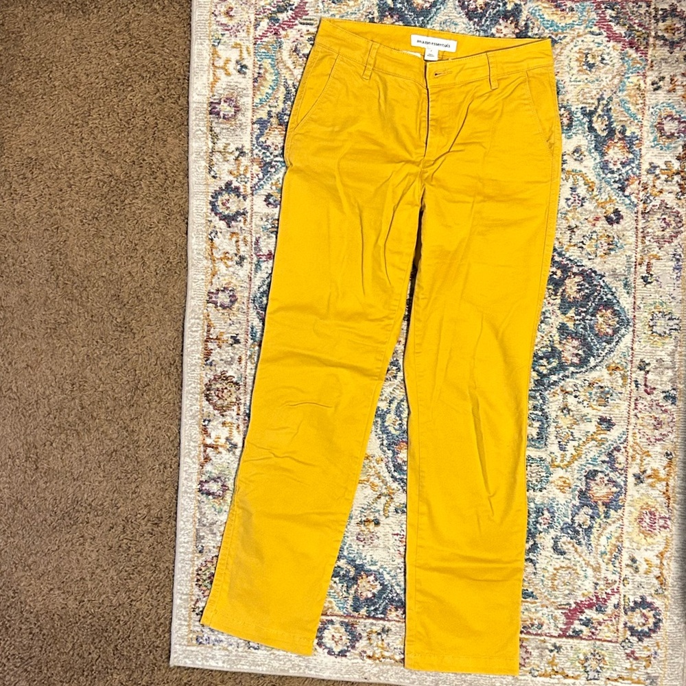 Amazon Essentials Women's Straight Leg cropped pants in Mustard Yellow